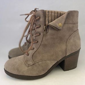 Grey lace up booties